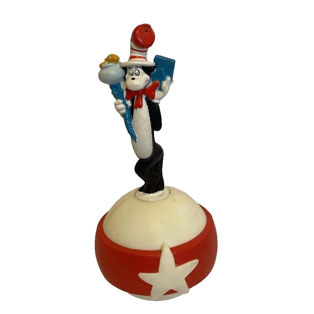 Dr Seuss CAT IN THE HAT Goldfish & Bowl Spinning Top Burger King Toy 5”
